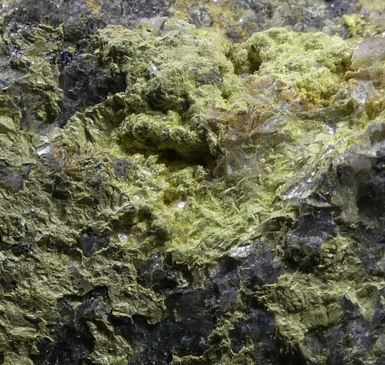 Ferrimolybdite With Molybdenite & Sericite