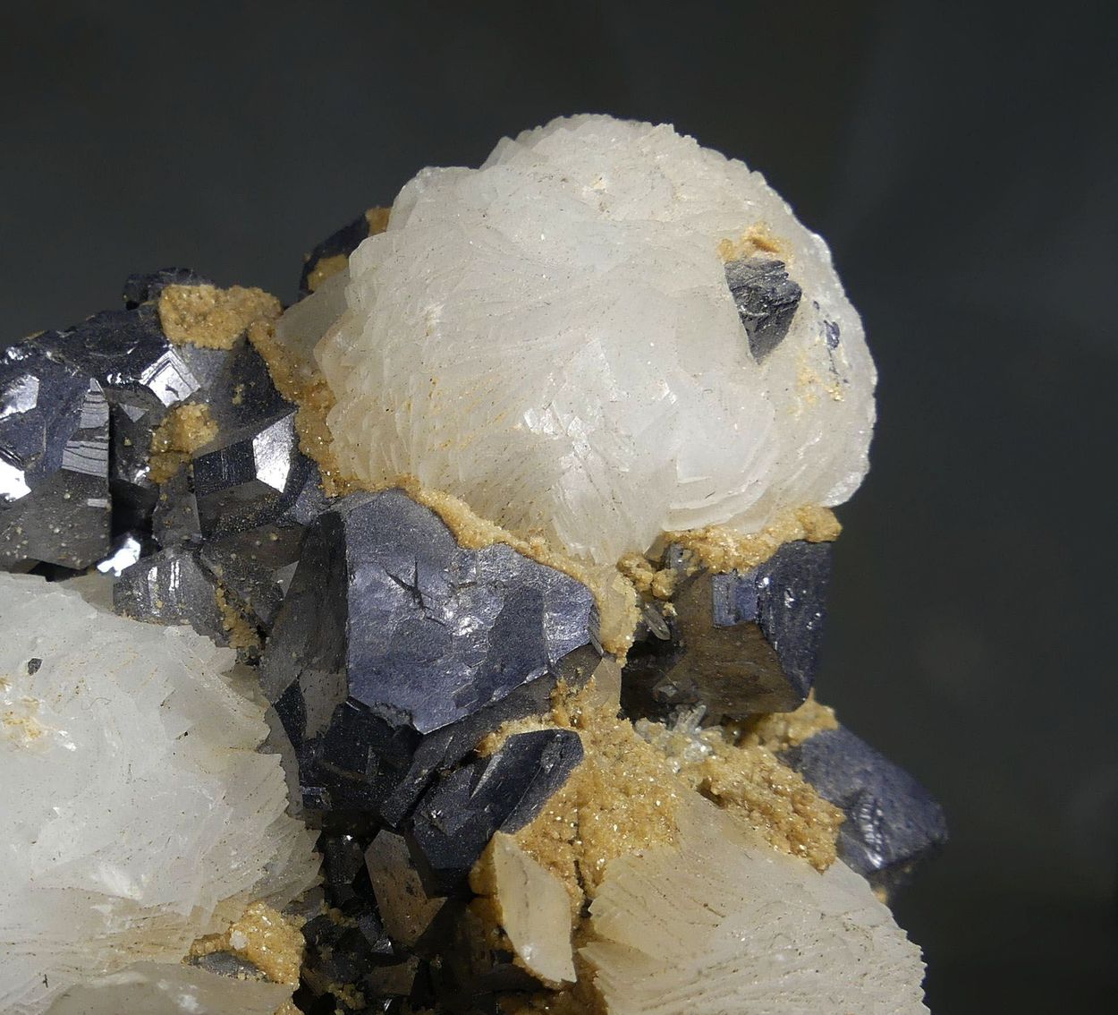 Galena with Calcite Quartz & Dolomite On Sphalerite