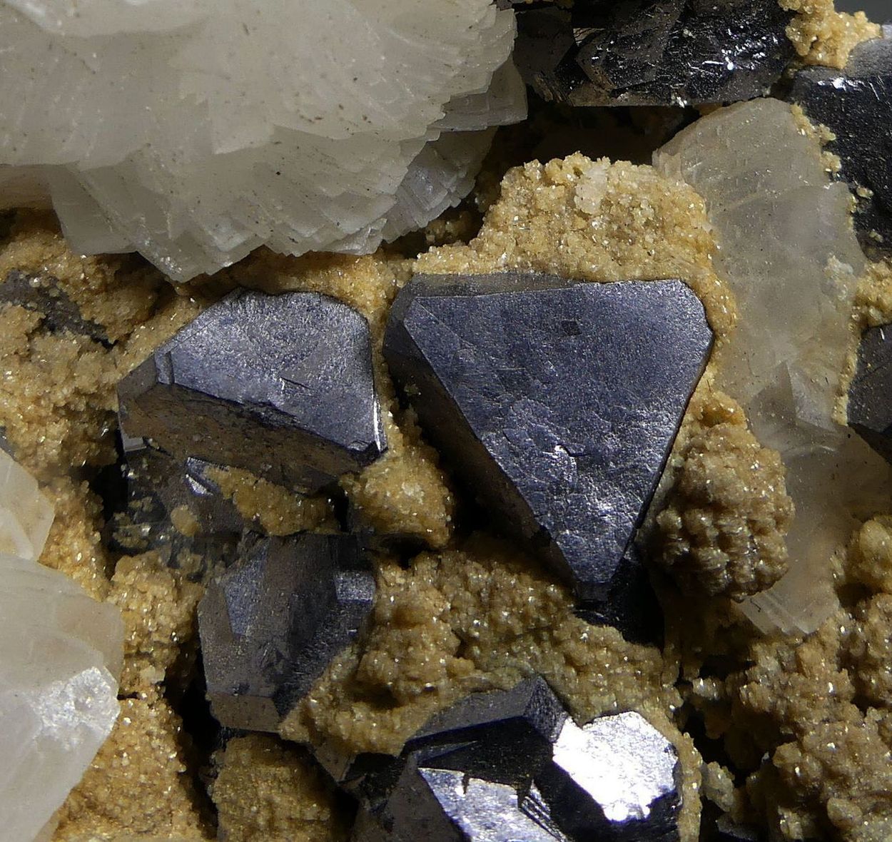 Galena with Calcite Quartz & Dolomite On Sphalerite