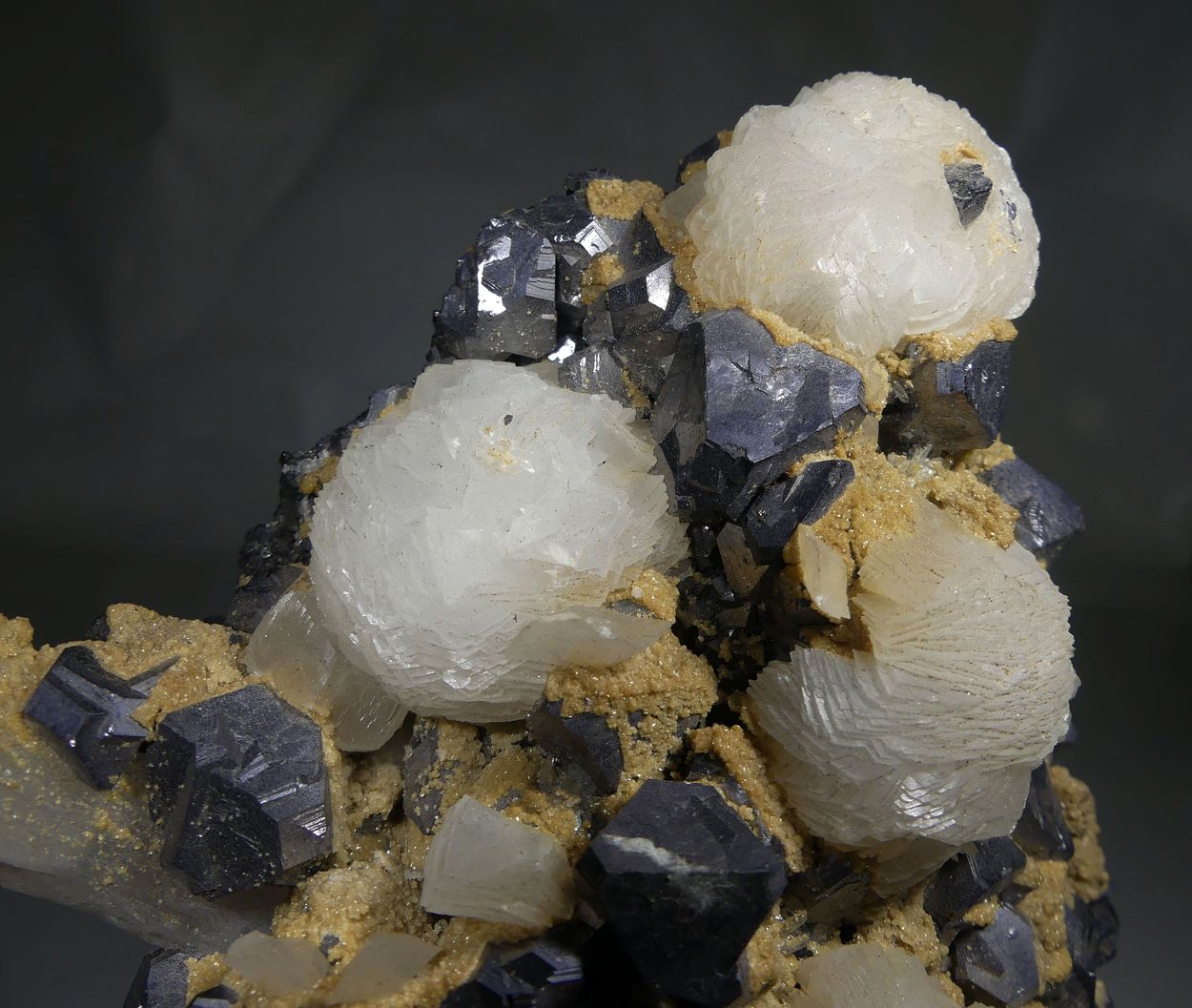 Galena with Calcite Quartz & Dolomite On Sphalerite
