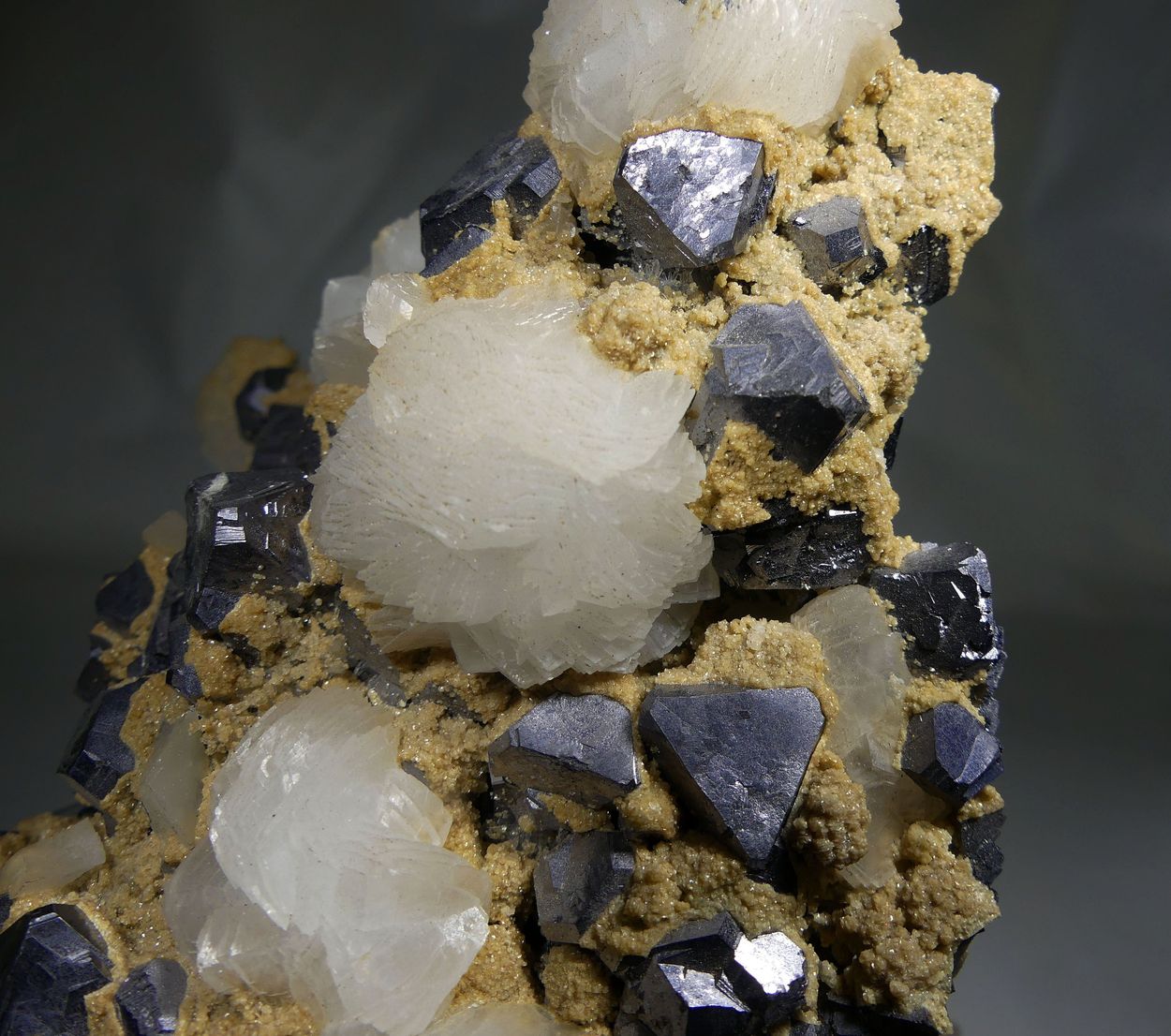 Galena with Calcite Quartz & Dolomite On Sphalerite