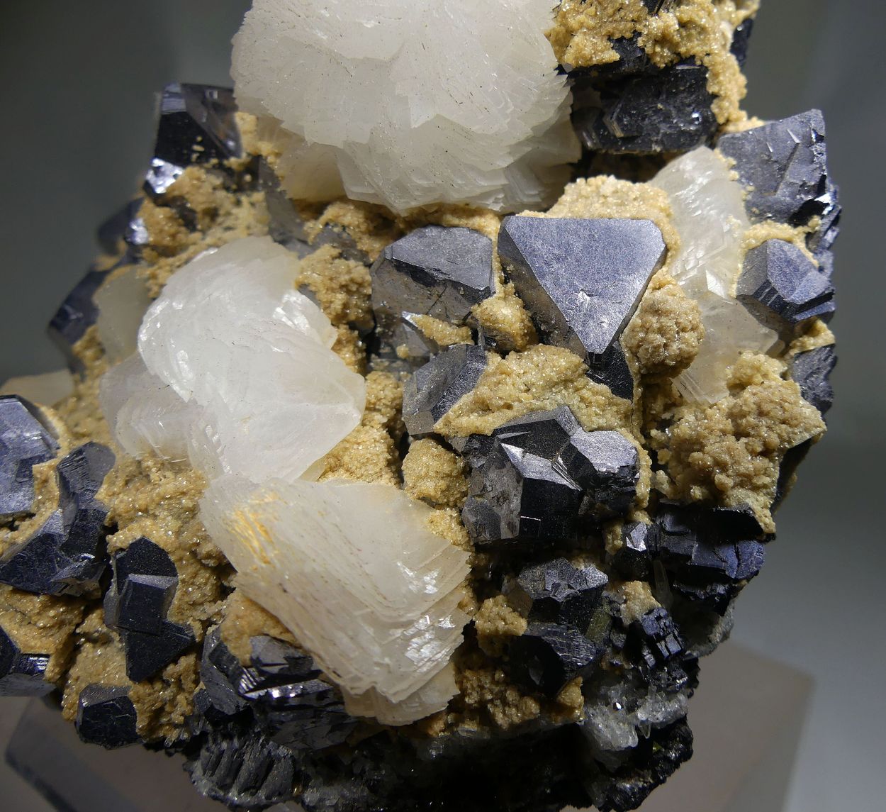 Galena with Calcite Quartz & Dolomite On Sphalerite