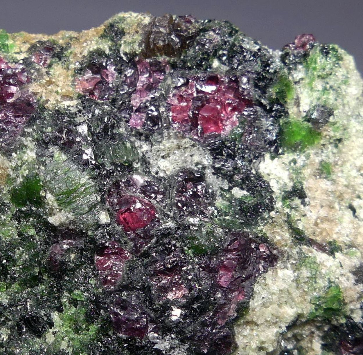 Pyrope & Chromian Diopside In Forsterite