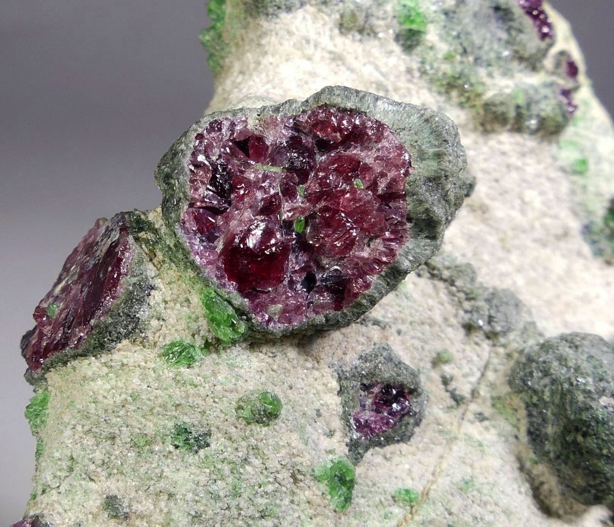 Pyrope With Chromian Diopside Forsterite & Kelyphite