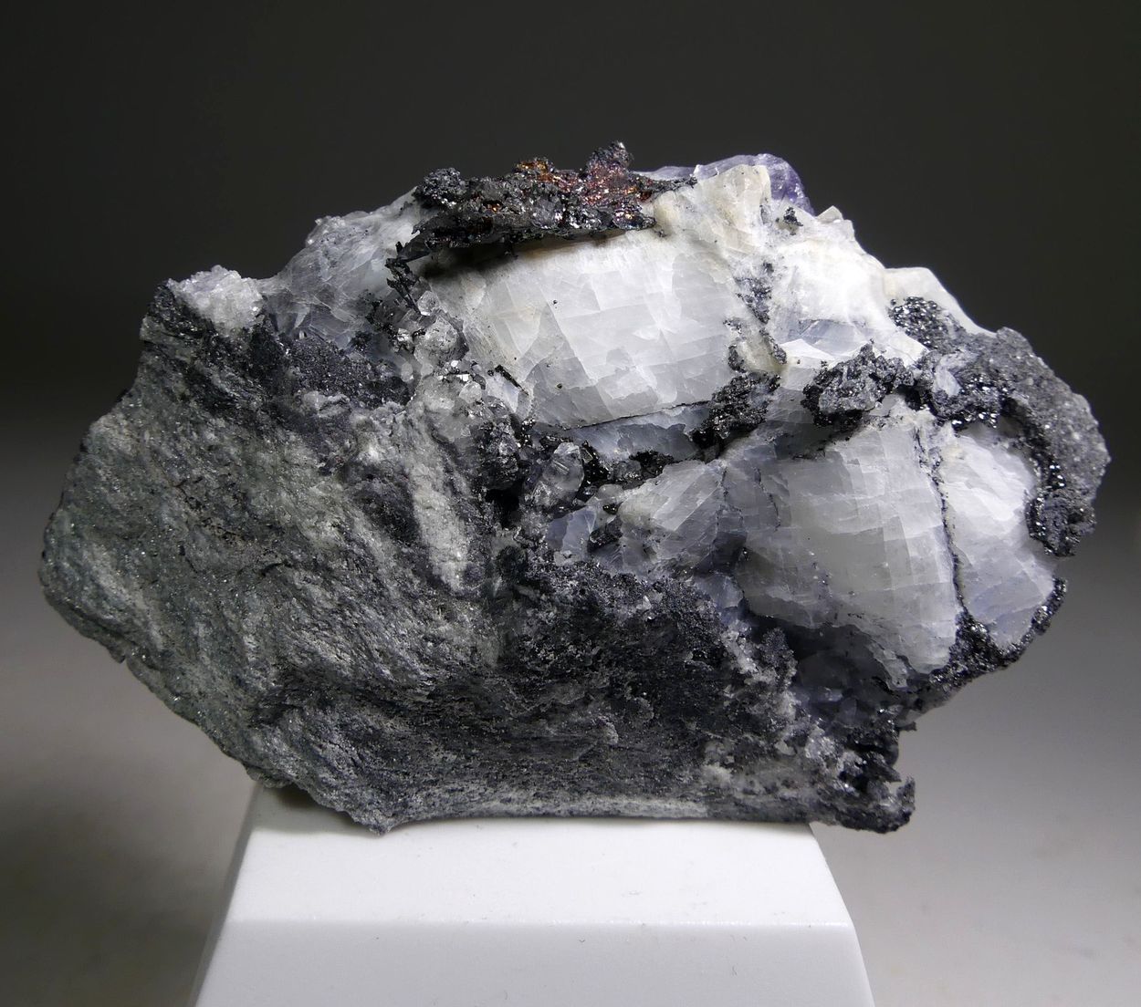 Native Silver With Fluorite & Quartz