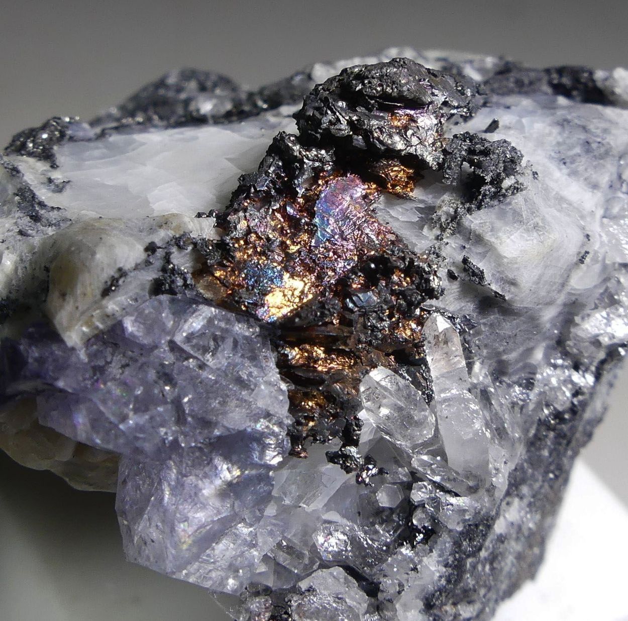 Native Silver With Fluorite & Quartz