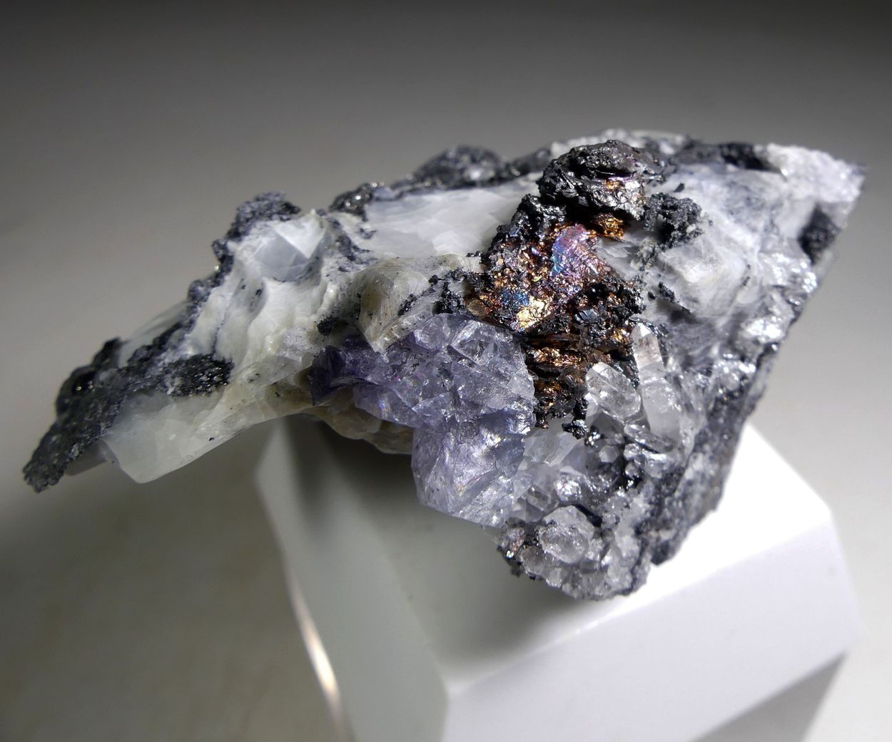 Native Silver With Fluorite & Quartz