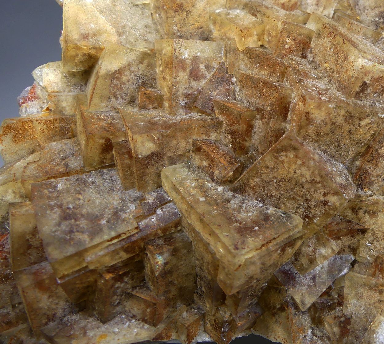 Fluorite With Cinnabar & Goethite Inclusions & Baryte