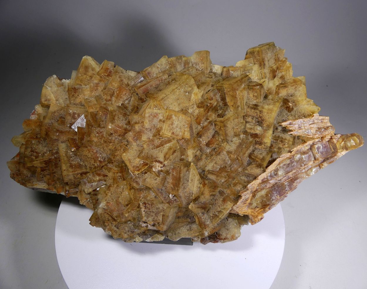 Fluorite With Cinnabar & Goethite Inclusions & Baryte