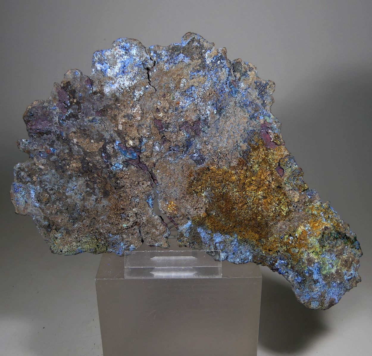 Azurite & Cuprite On Native Copper