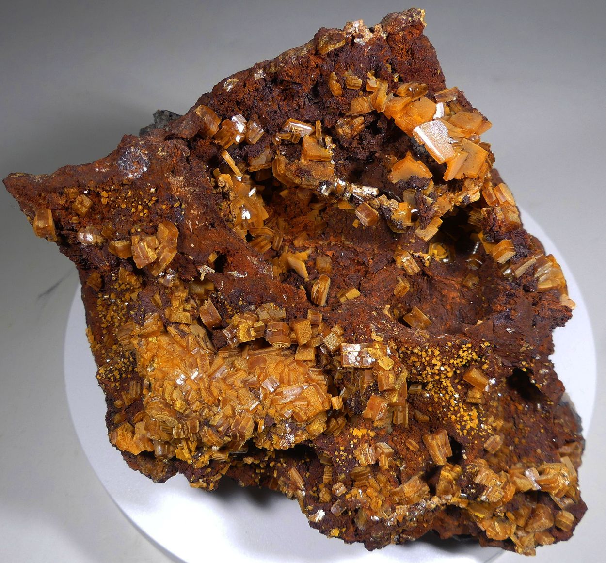 Wulfenite On Galena With Limonite