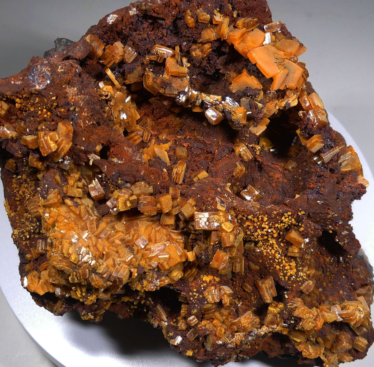 Wulfenite On Galena With Limonite