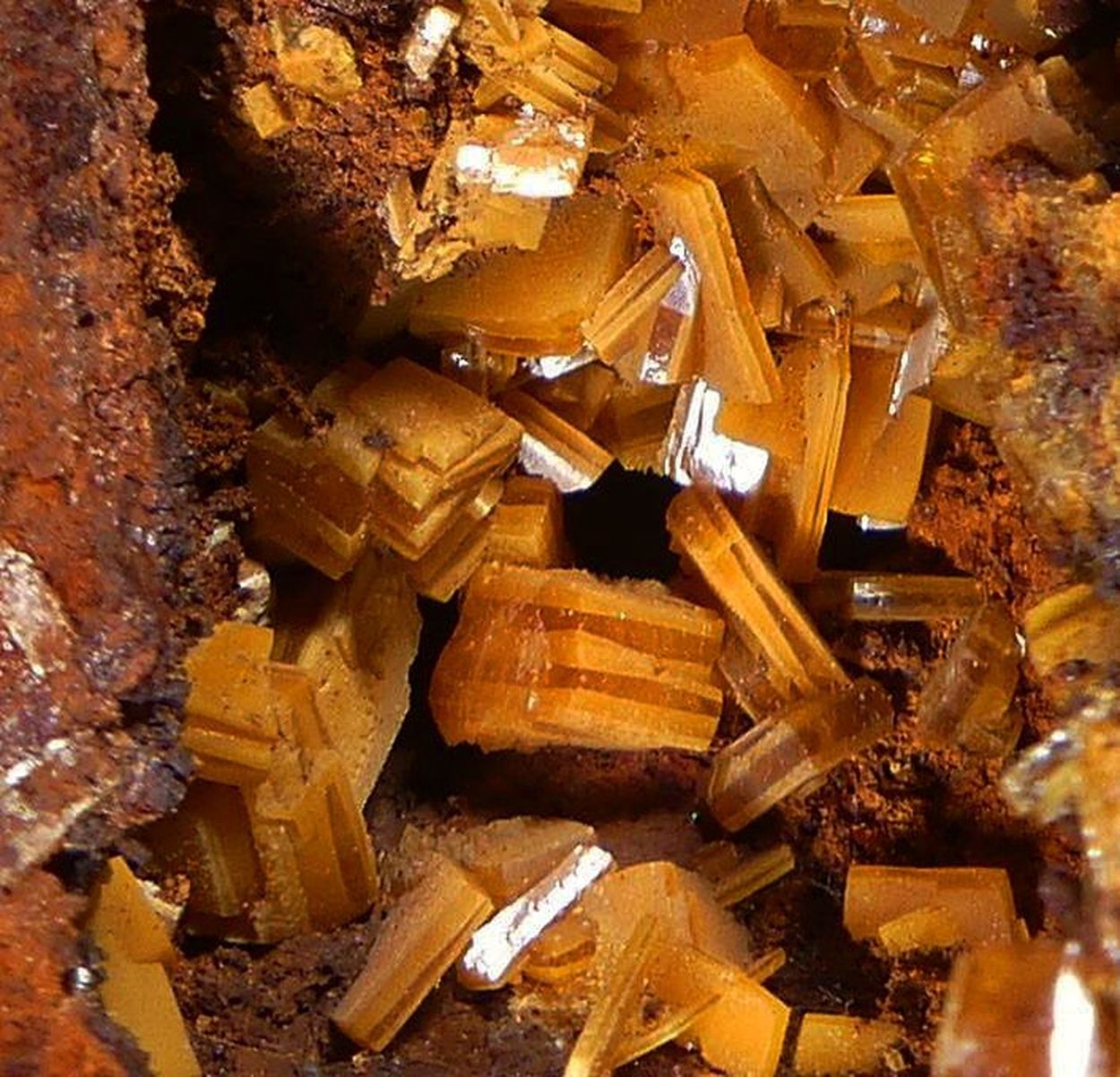 Wulfenite On Galena With Limonite