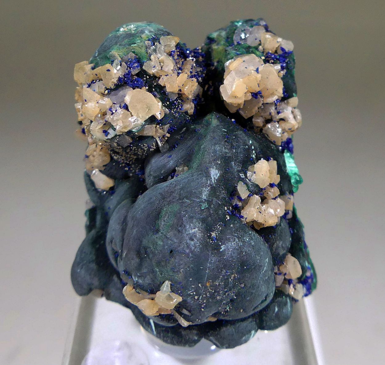 Cerussite & Azurite On Malachite