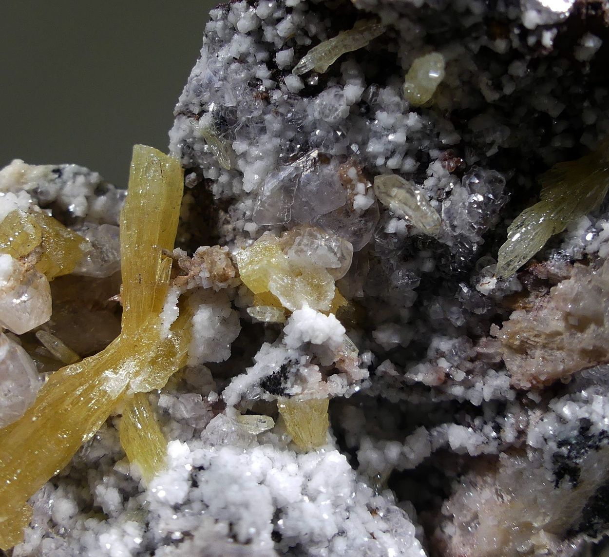 Mimetite & Cerussite On Zincian Dolomite