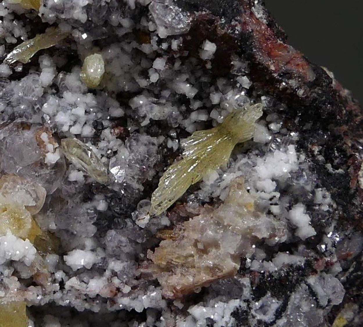 Mimetite & Cerussite On Zincian Dolomite