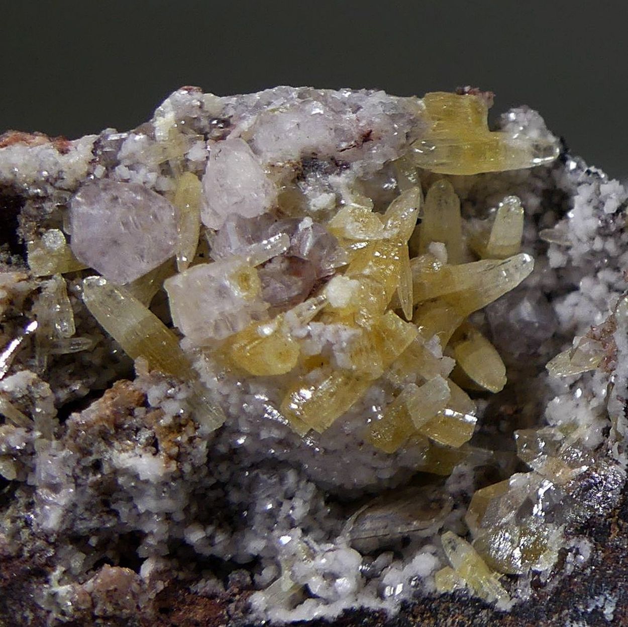 Mimetite & Cerussite On Zincian Dolomite