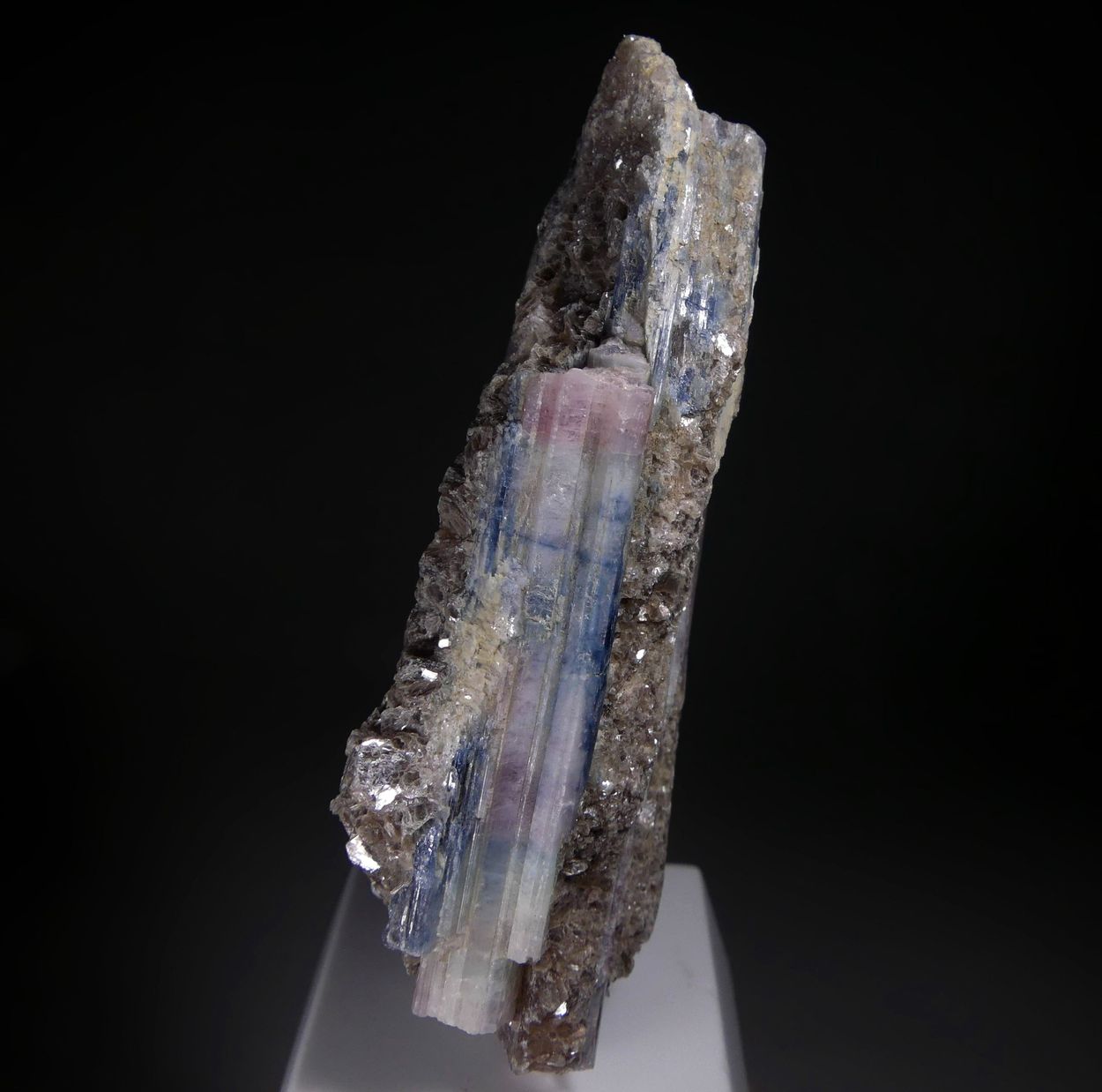 Tourmaline Var Cuprian Elbaite With Muscovite