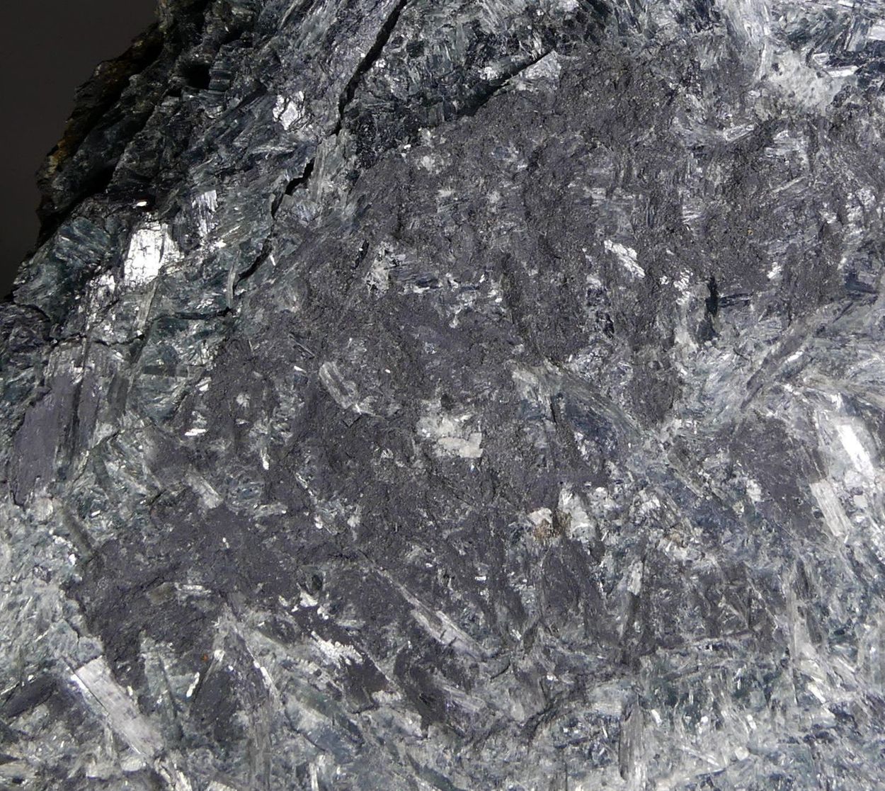 Native Lead On Actinolite
