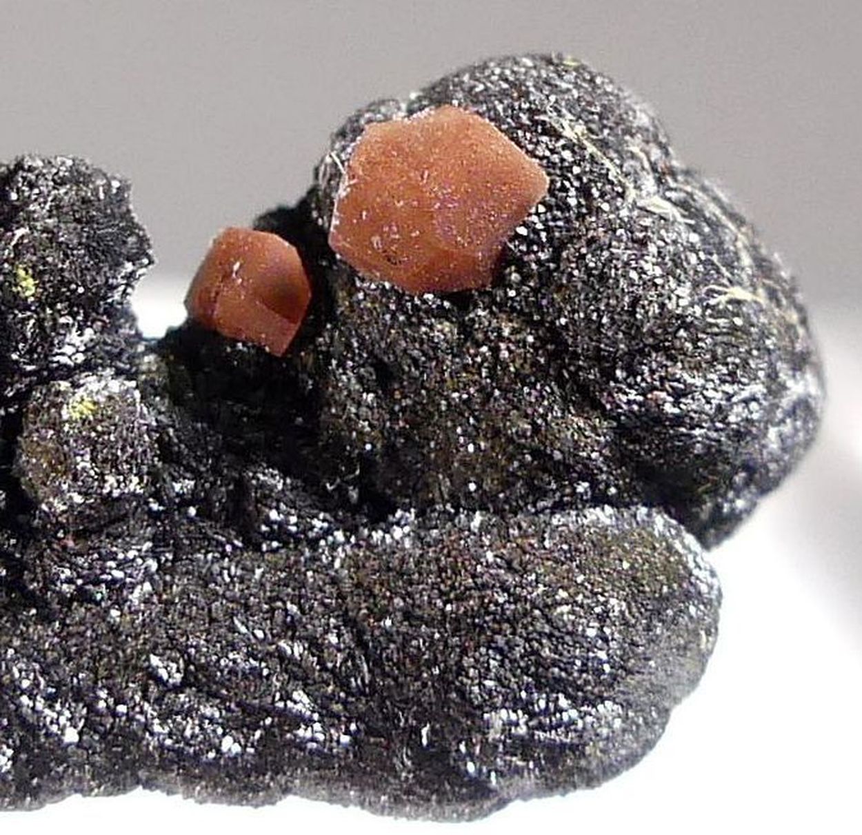 Calcite With Hematite Inclusions On Mottramite