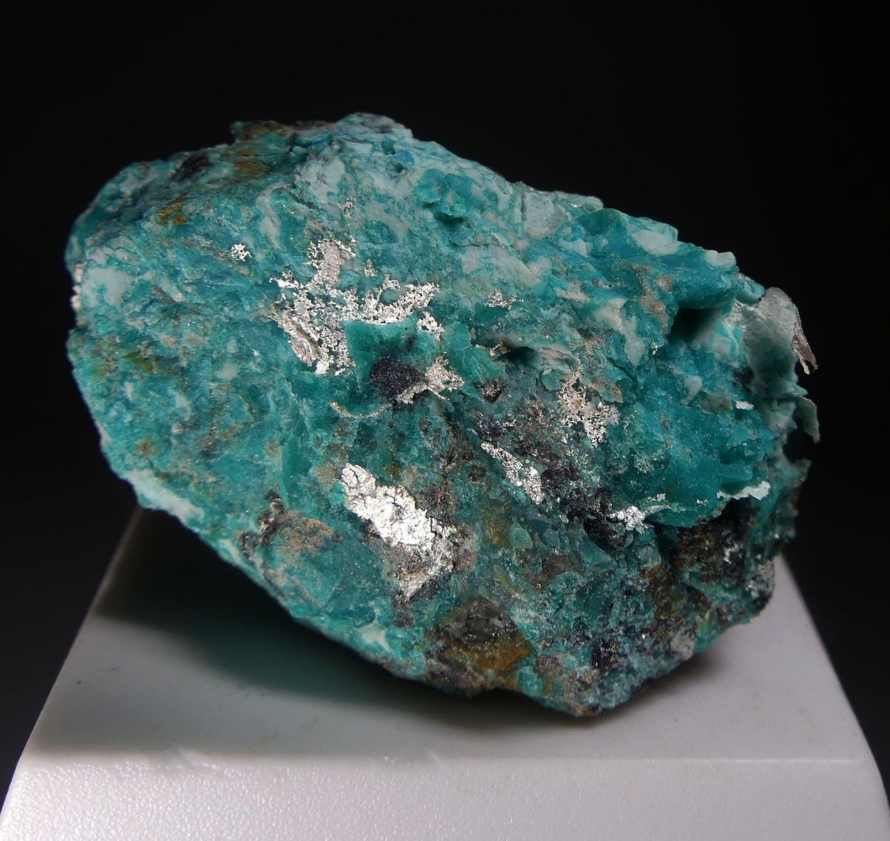 Native Silver On Chrysocolla