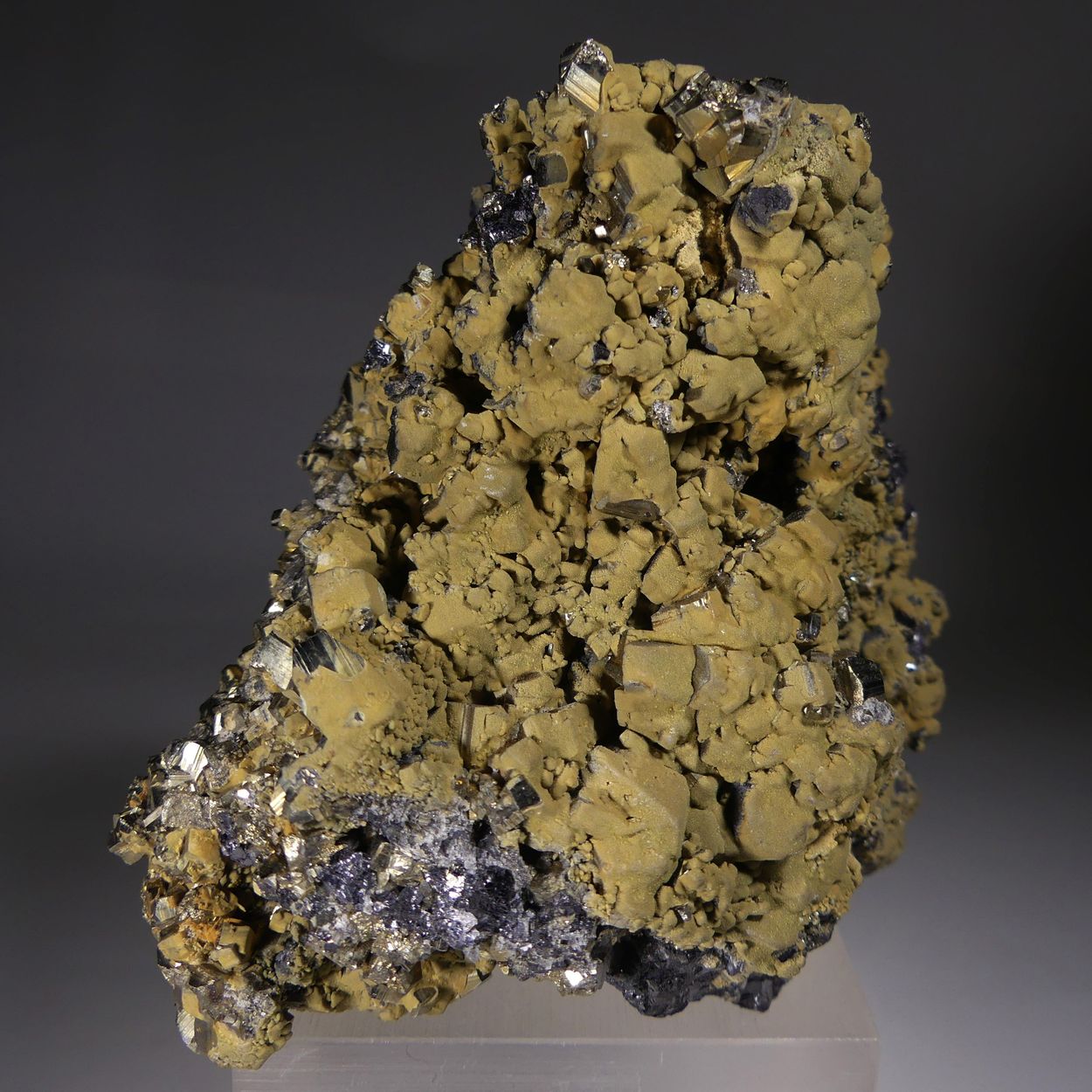 Smithsonite On Pyrite On Sphalerite