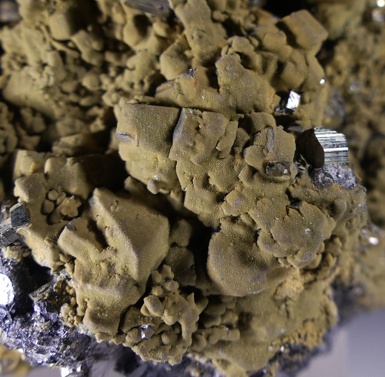 Smithsonite On Pyrite On Sphalerite