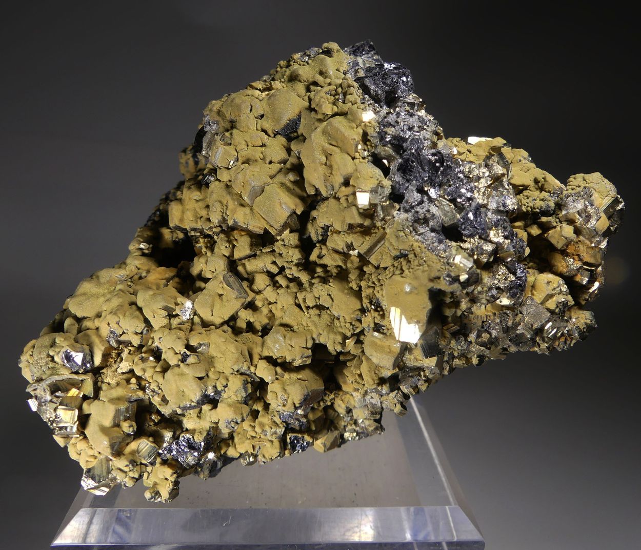 Smithsonite On Pyrite On Sphalerite