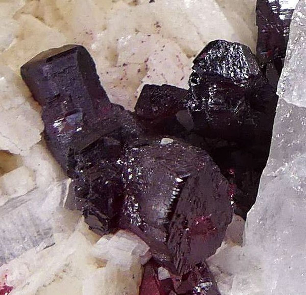 Cinnabar On Dolomite On Quartz