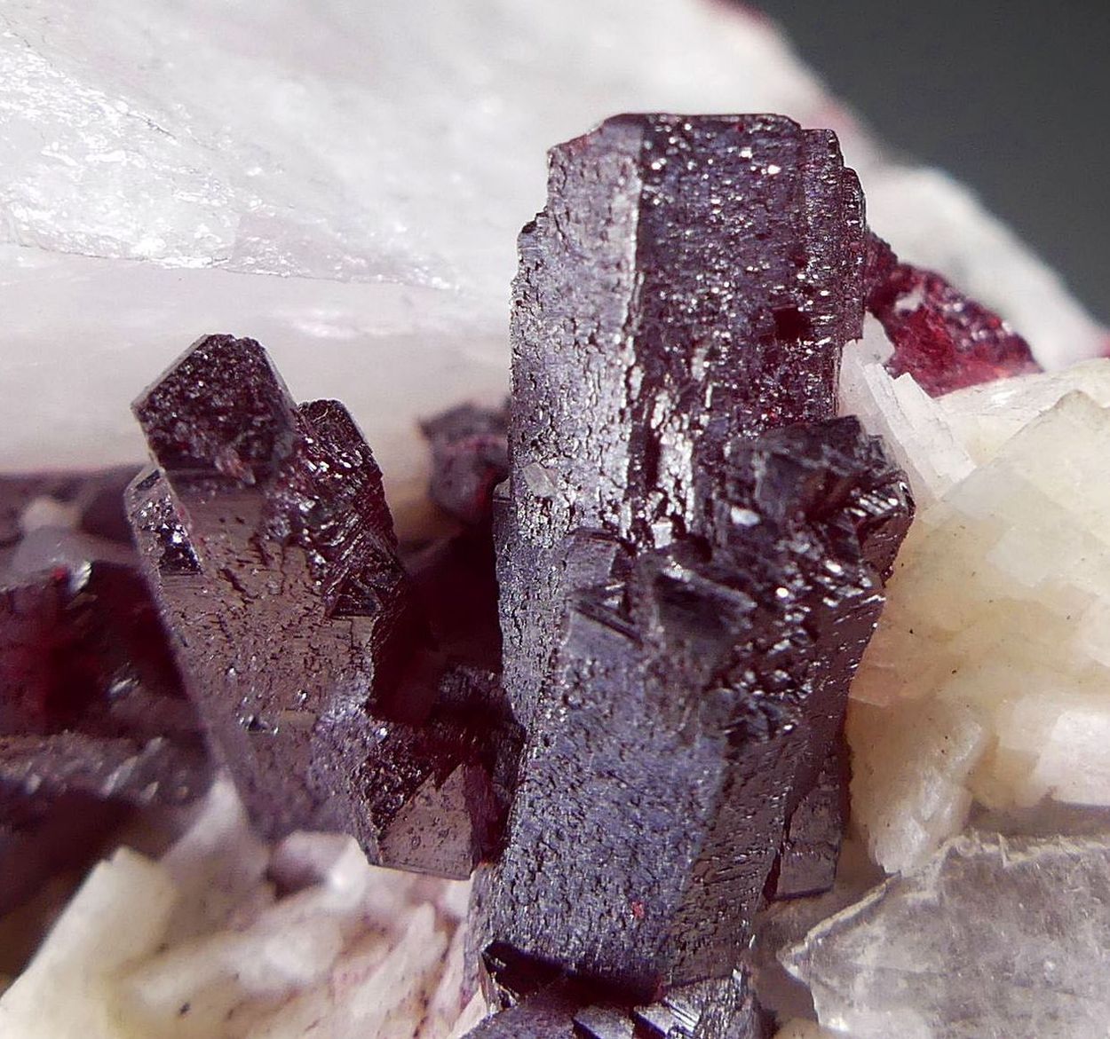 Cinnabar On Dolomite On Quartz