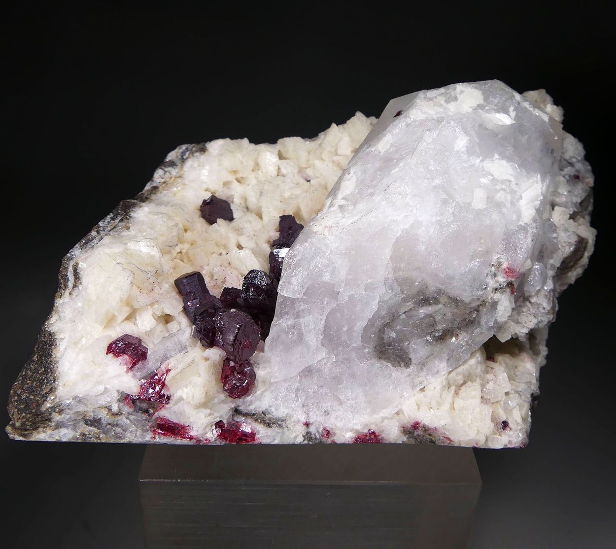 Cinnabar On Dolomite On Quartz