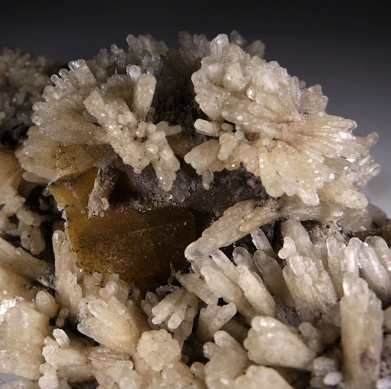 Strontianite On Fluorite