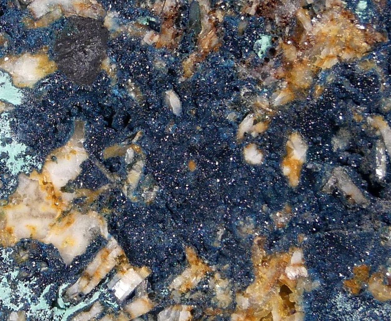 Clinoclase With Azurite & Malachite On Baryte