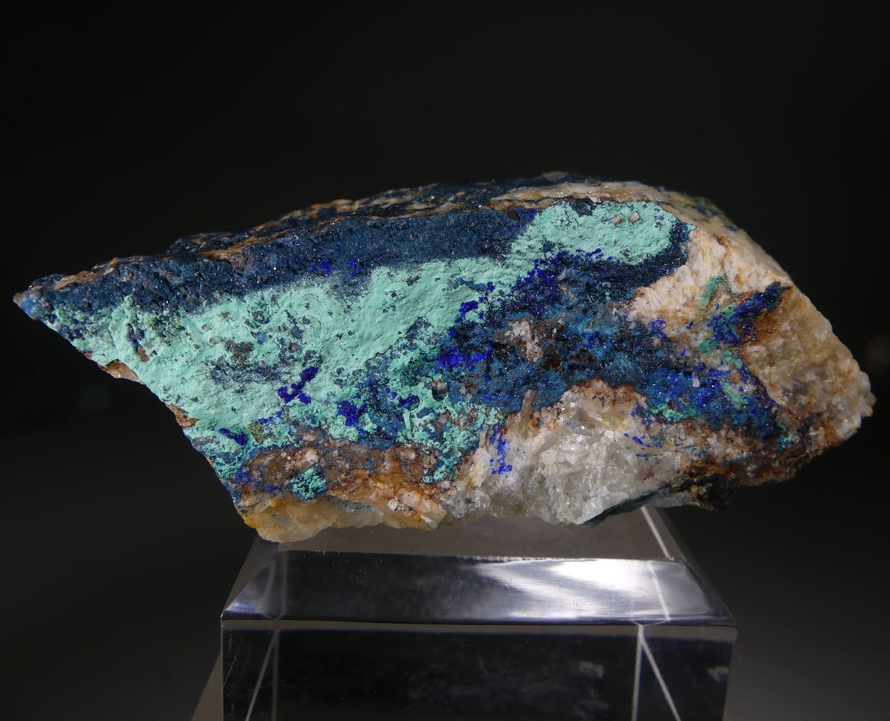 Clinoclase With Azurite & Malachite On Baryte