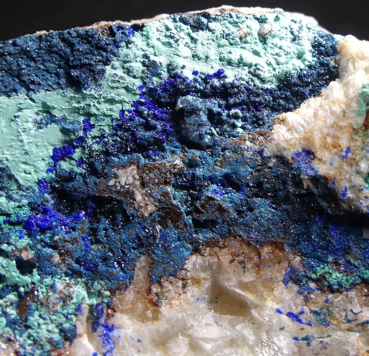 Clinoclase With Azurite & Malachite On Baryte