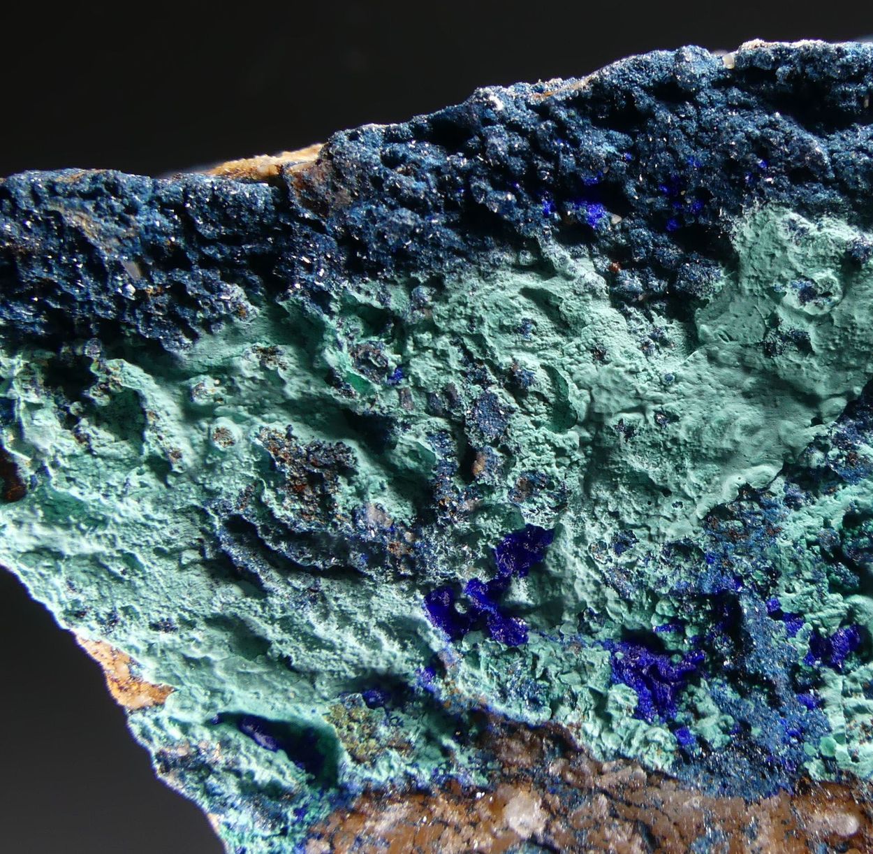 Clinoclase With Azurite & Malachite On Baryte