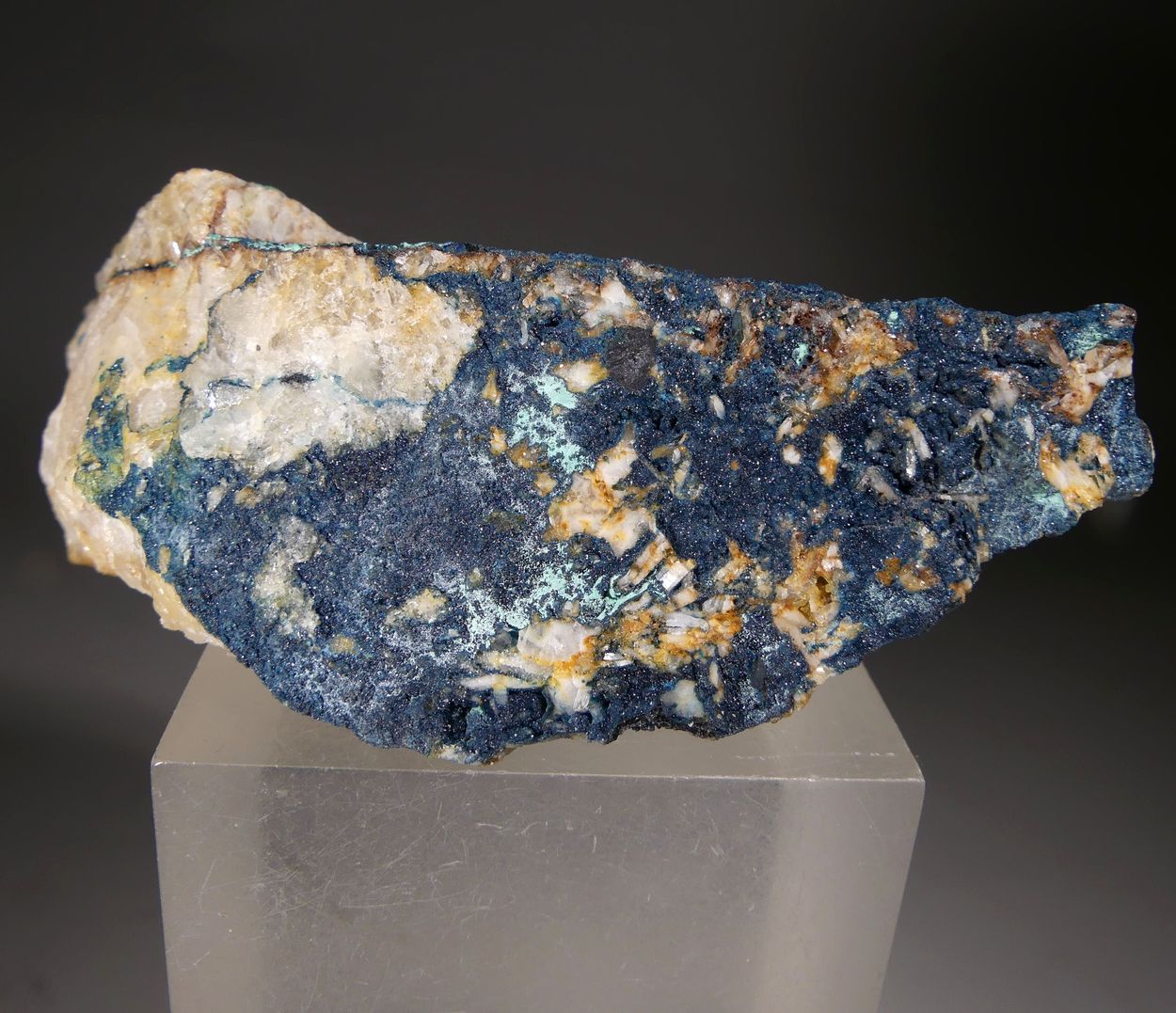 Clinoclase With Azurite & Malachite On Baryte