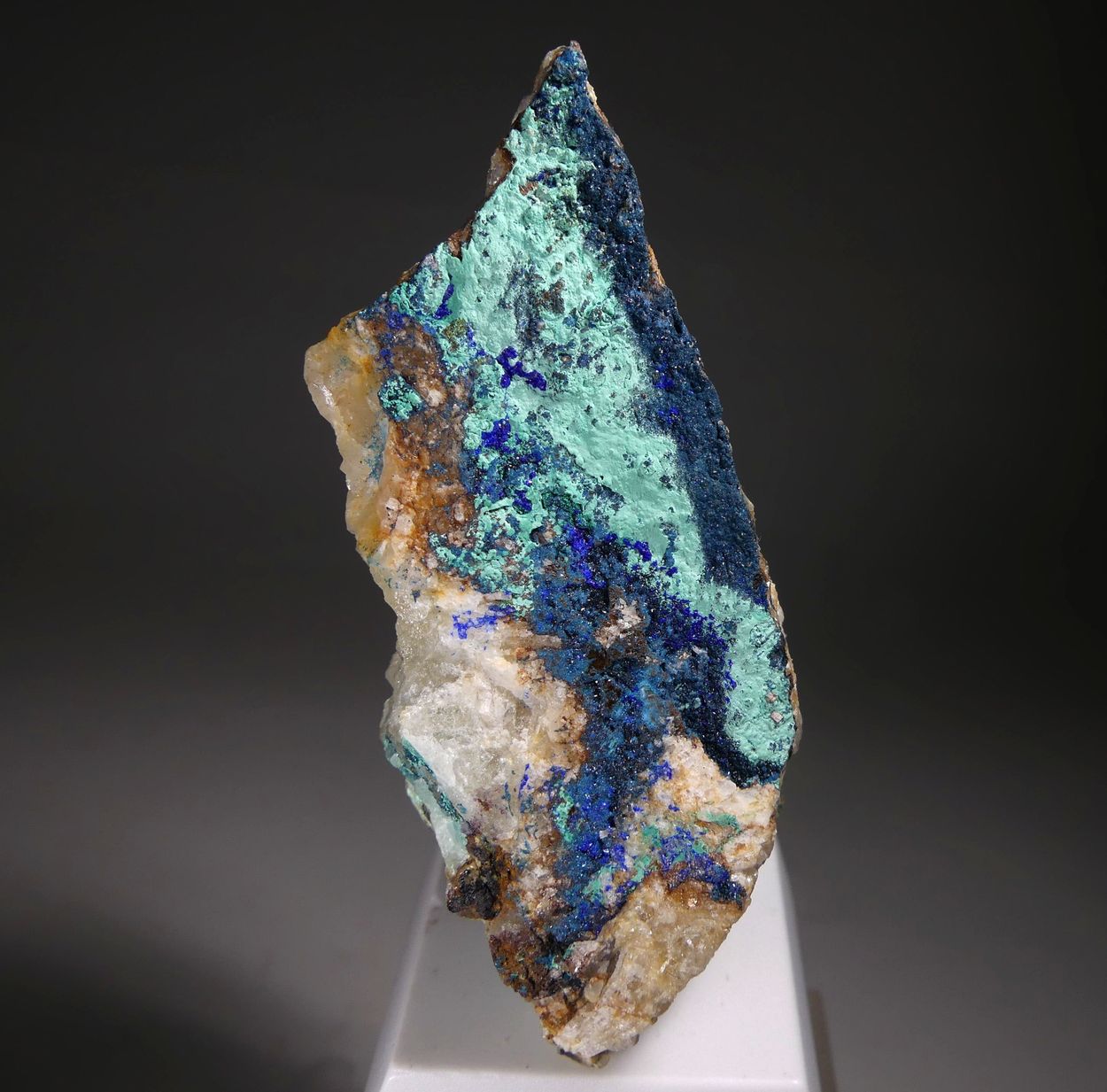 Clinoclase With Azurite & Malachite On Baryte