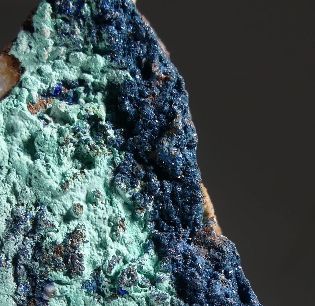Clinoclase With Azurite & Malachite On Baryte