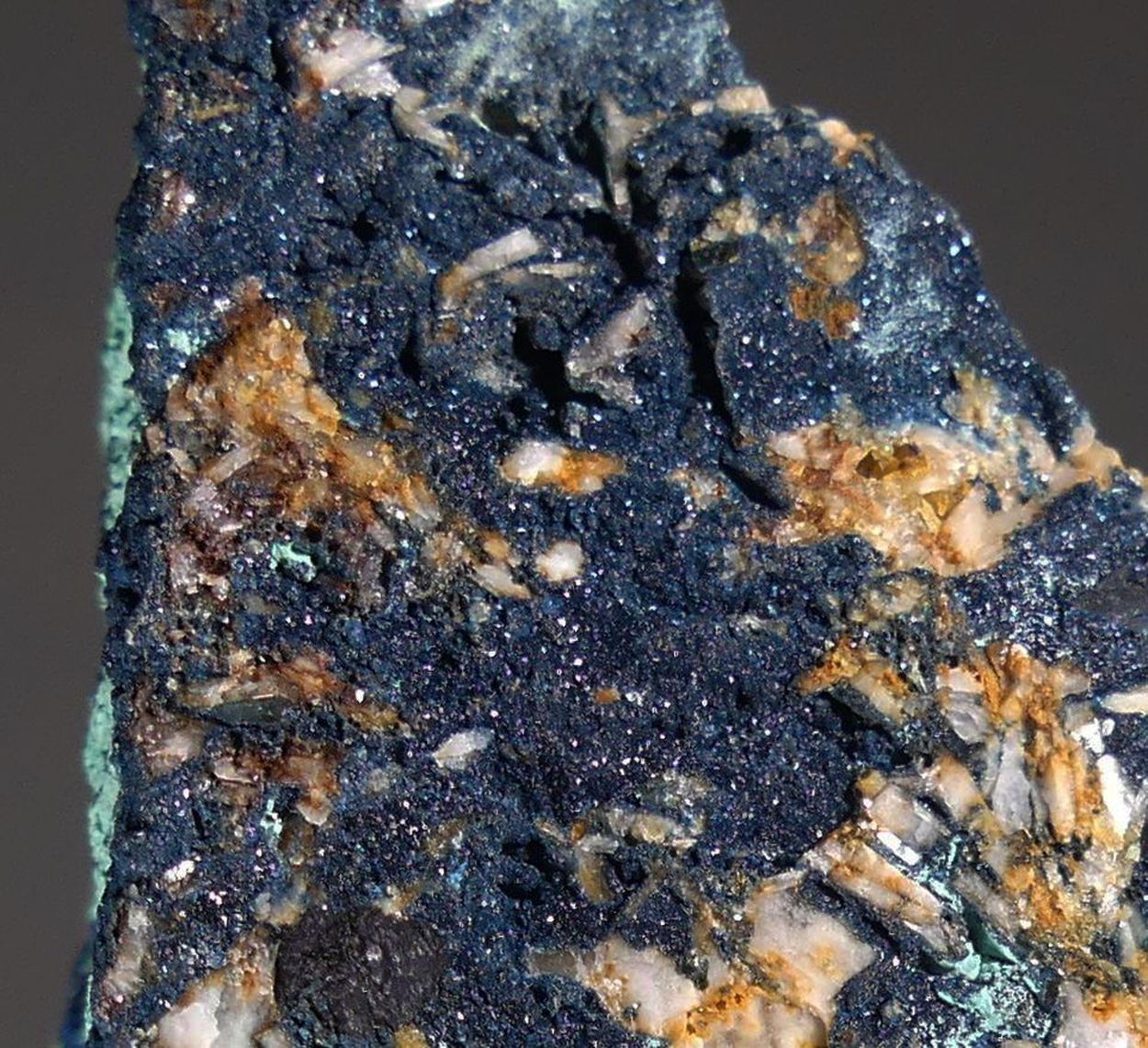 Clinoclase With Azurite & Malachite On Baryte