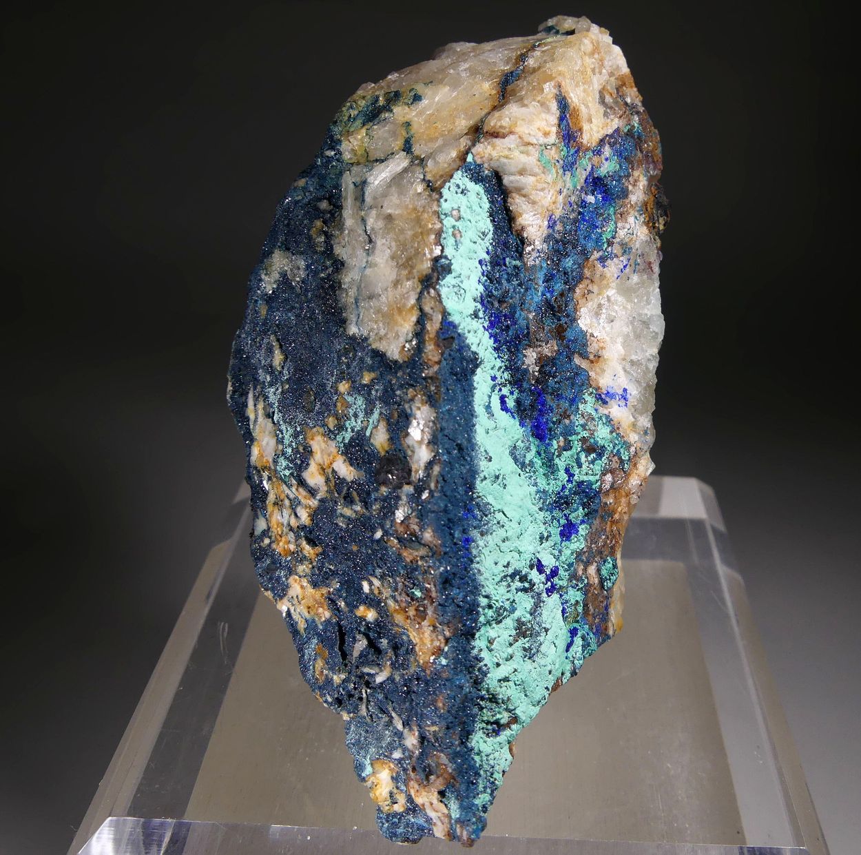 Clinoclase With Azurite & Malachite On Baryte