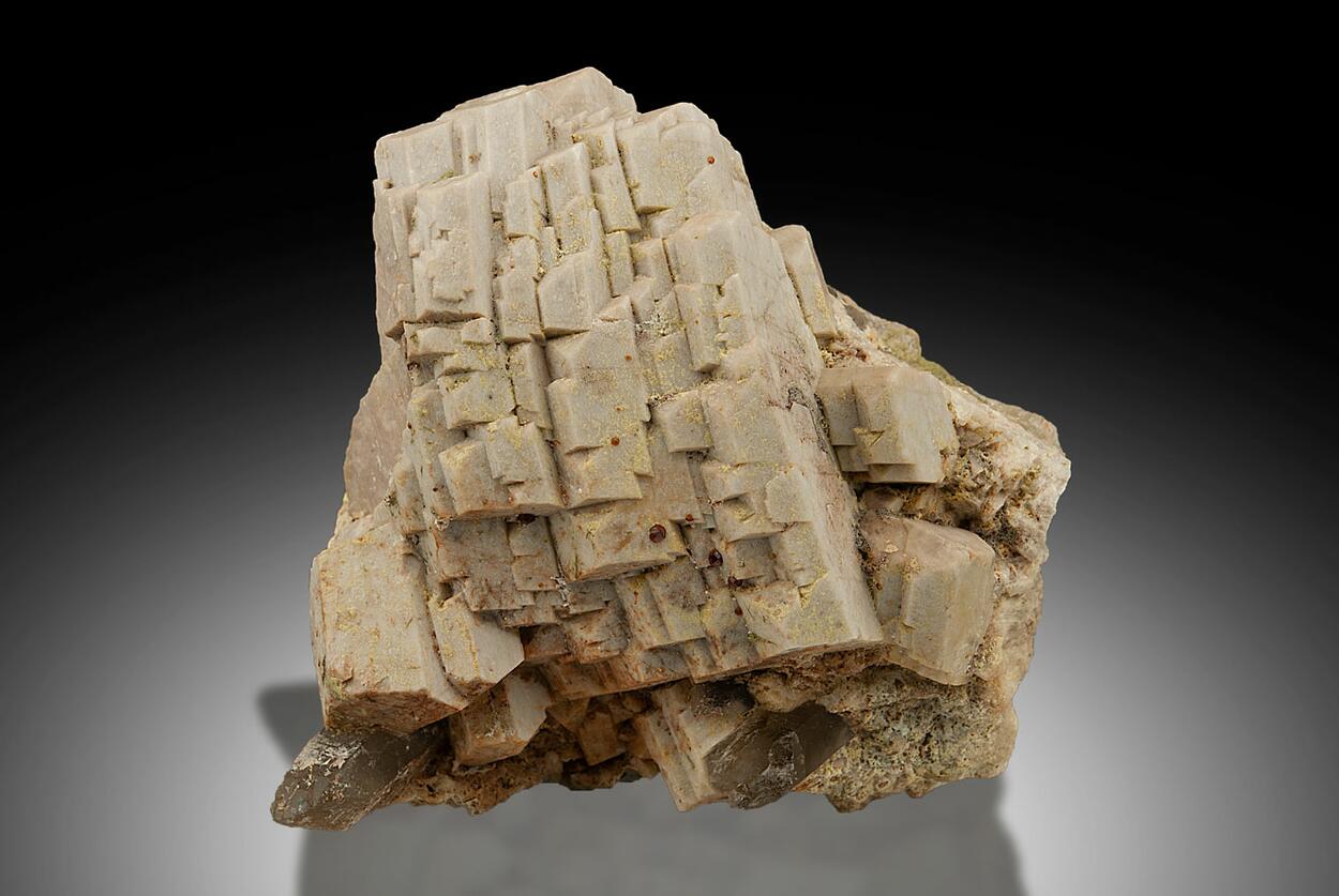 Spessartine On Microcline & Smoky Quartz