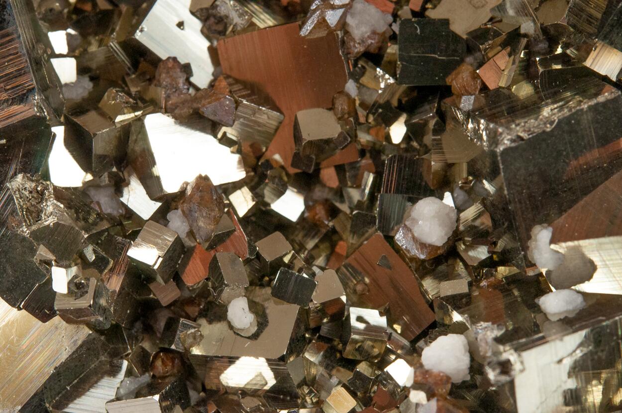 Scheelite & Calcite On Pyrite