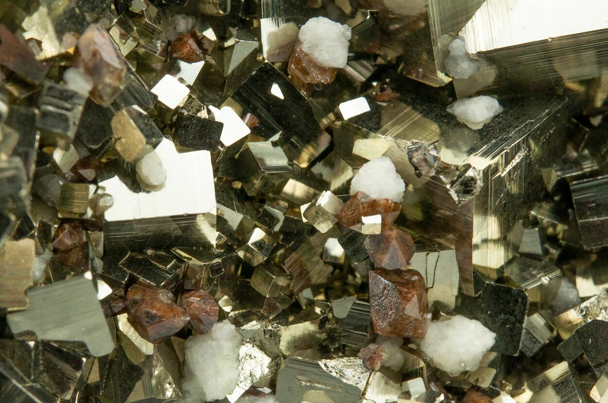 Scheelite & Calcite On Pyrite