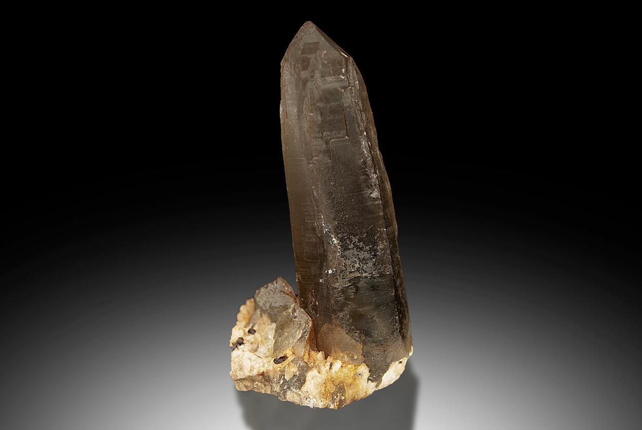 Smoky Quartz & Spessartine On Albite Var Cleavelandite