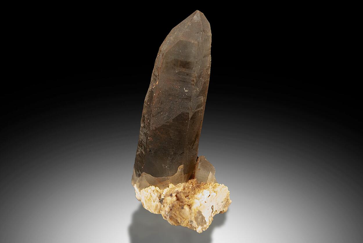 Smoky Quartz & Spessartine On Albite Var Cleavelandite