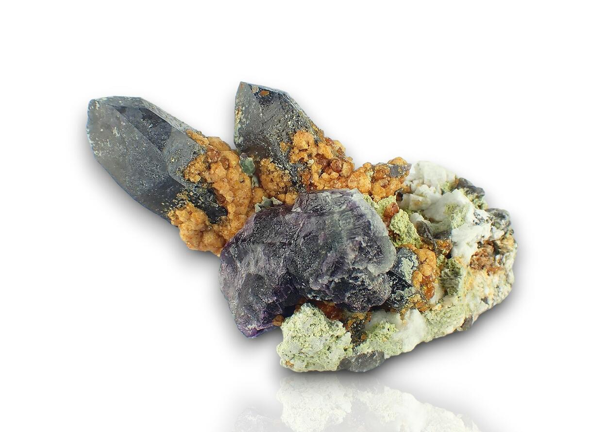 Smoky Quartz Spessartine & Fluorite