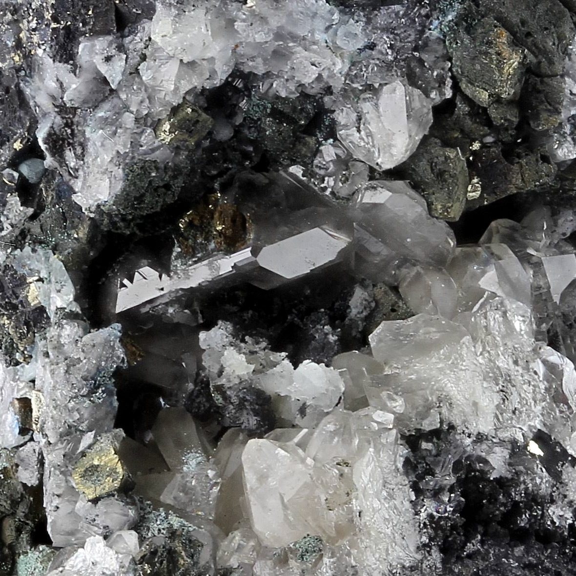 Cerussite With Malachite & Goethite Psm Pyrite