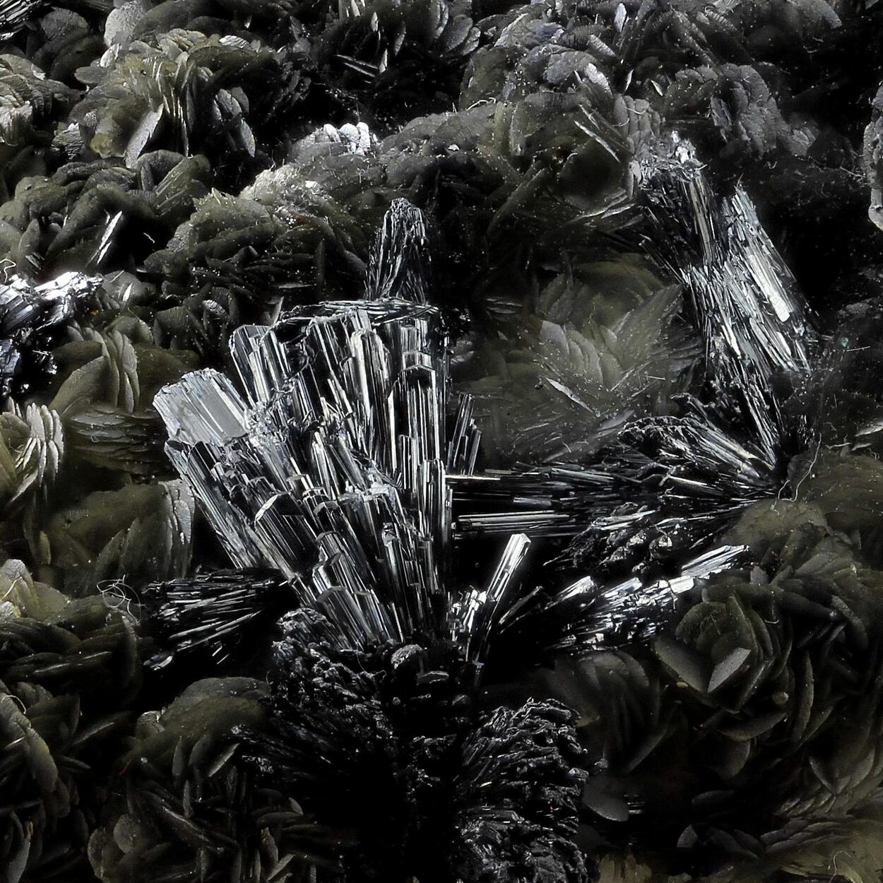 Stibnite & Calcite With Inclusions