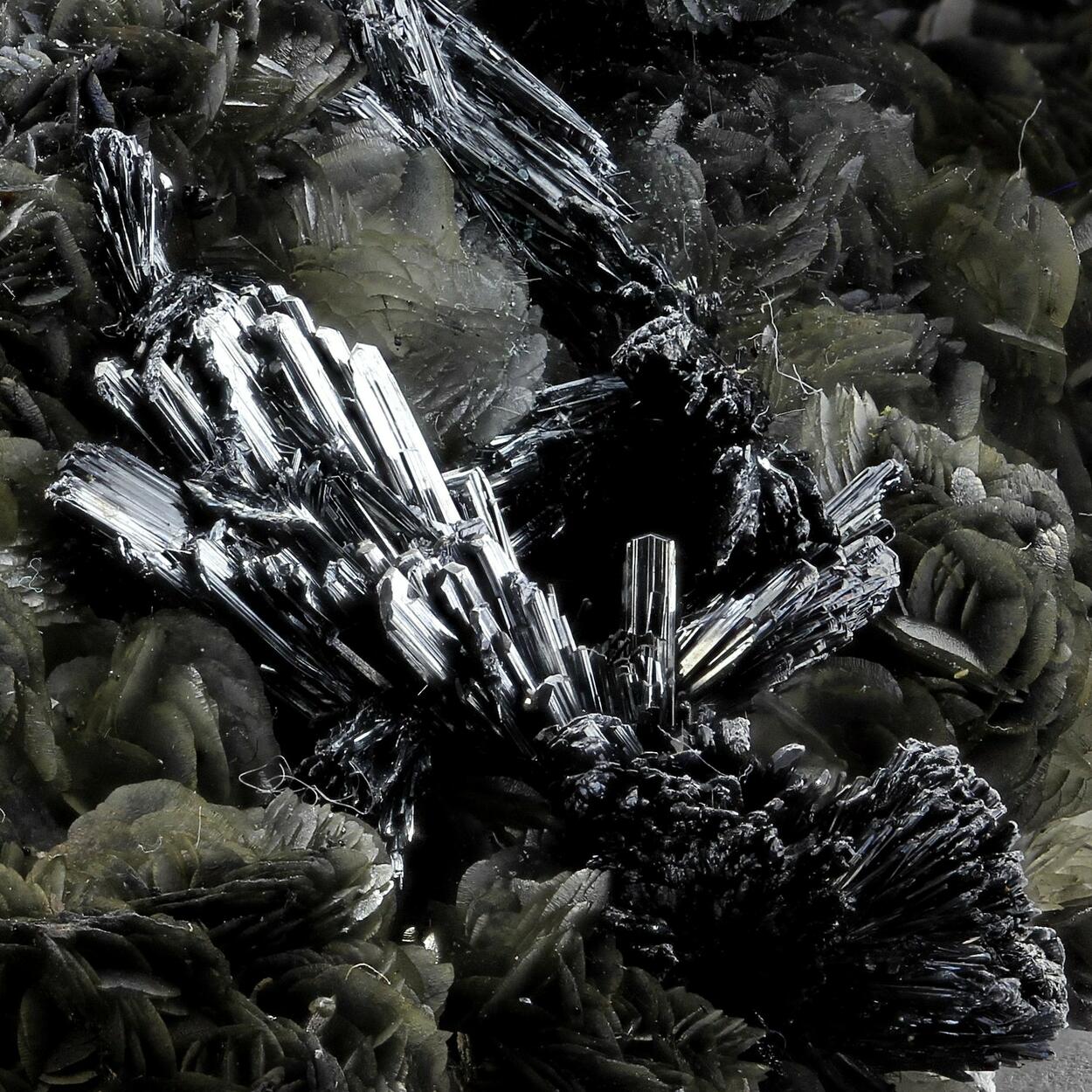 Stibnite & Calcite With Inclusions